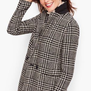 Talbots white black plaid boiled wool houndstooth coat blazer size 6P GUC